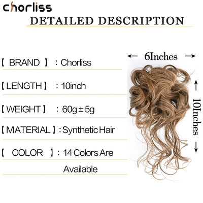 Curly Fluffy Hair Bun Clip in Ponytail Hair Extensions Natural False Hairpieces