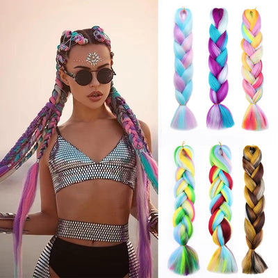 Jumbo Braiding Hair Rainbow Colors Hair Extensions Colored Synthetic Braids
