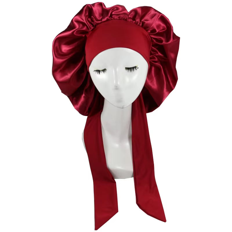 Women Satin Solid Sleeping Hat Night Sleep Cap Hair Care Bonnet