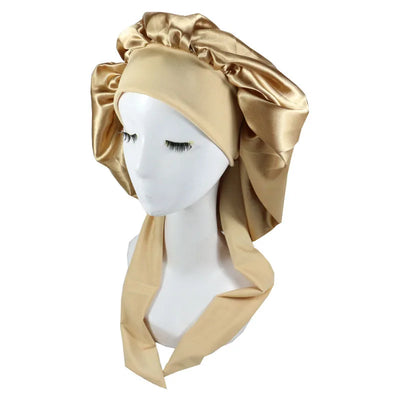 Women Satin Solid Sleeping Hat Night Sleep Cap Hair Care Bonnet