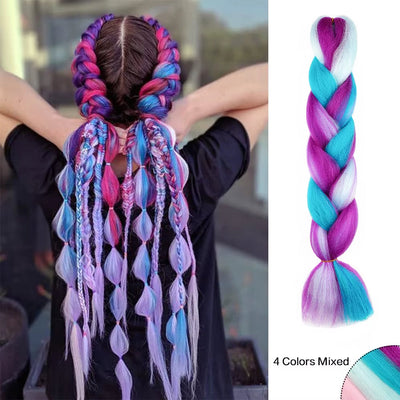 Jumbo Braiding Hair Rainbow Colors Hair Extensions Colored Synthetic Braids