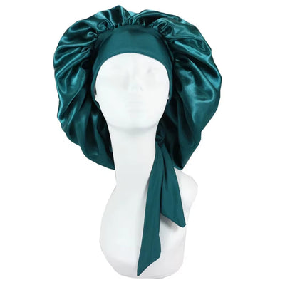 Women Satin Solid Sleeping Hat Night Sleep Cap Hair Care Bonnet