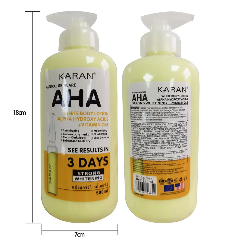 500Ml Whitening Body Cream Hydroxy Acids Vitamin C&E