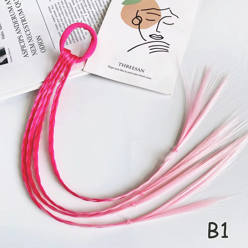 Synthetic Kids Colorful Wig Small Braids Hair Extension
