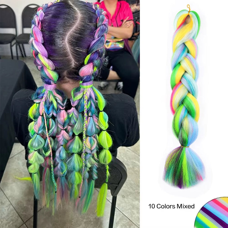 Jumbo Braiding Hair Rainbow Colors Hair Extensions Colored Synthetic Braids