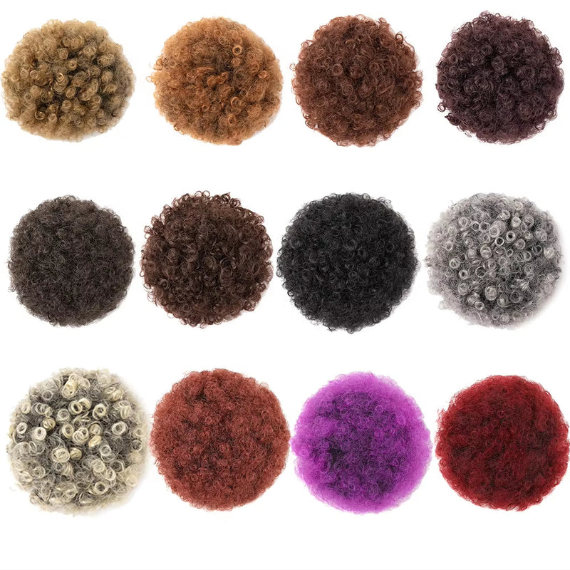 Black Short Synthetic Afro Puff Ponytail for Natural Hair