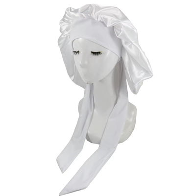 Women Satin Solid Sleeping Hat Night Sleep Cap Hair Care Bonnet