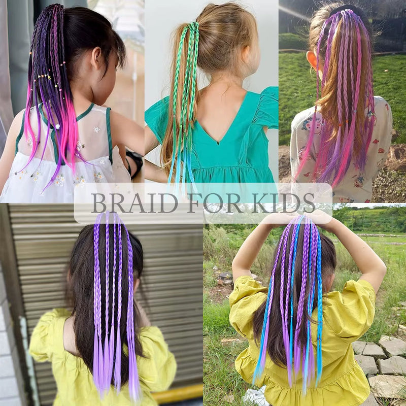 Synthetic Kids Colorful Wig Small Braids Hair Extension