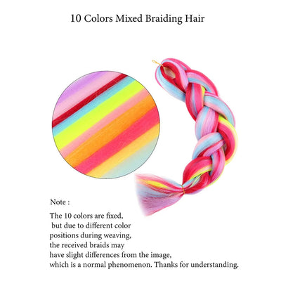 Jumbo Braiding Hair Rainbow Colors Hair Extensions Colored Synthetic Braids
