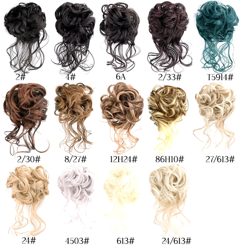 Curly Fluffy Hair Bun Clip in Ponytail Hair Extensions Natural False Hairpieces
