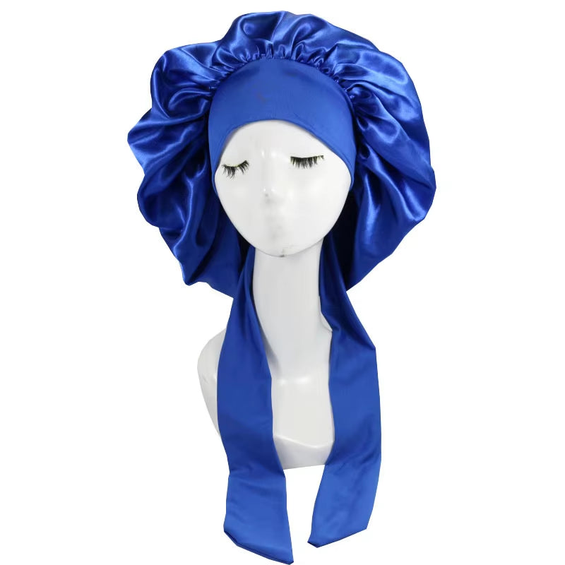 Women Satin Solid Sleeping Hat Night Sleep Cap Hair Care Bonnet
