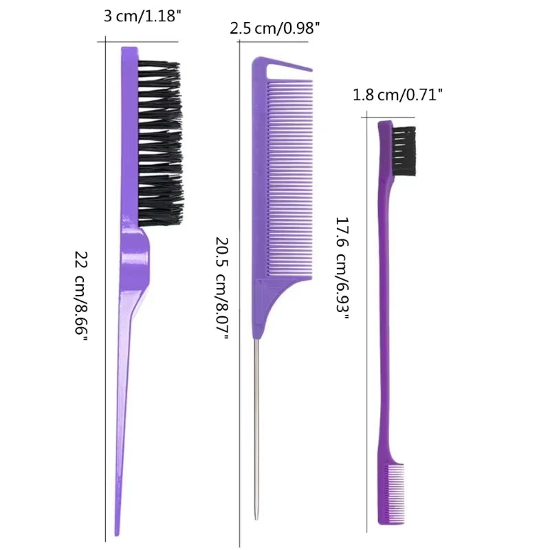 3Pcs Hair Styling Comb Set Teasing Hair Brush