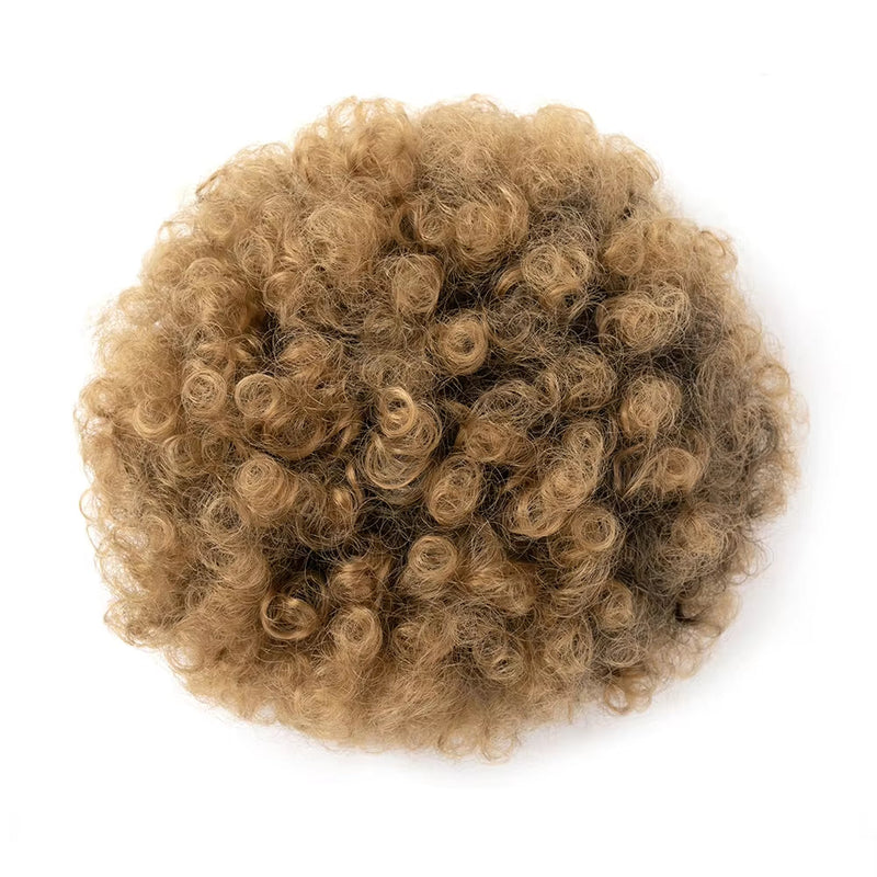 Black Short Synthetic Afro Puff Ponytail for Natural Hair
