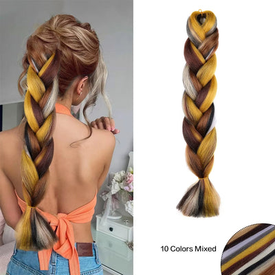 Jumbo Braiding Hair Rainbow Colors Hair Extensions Colored Synthetic Braids